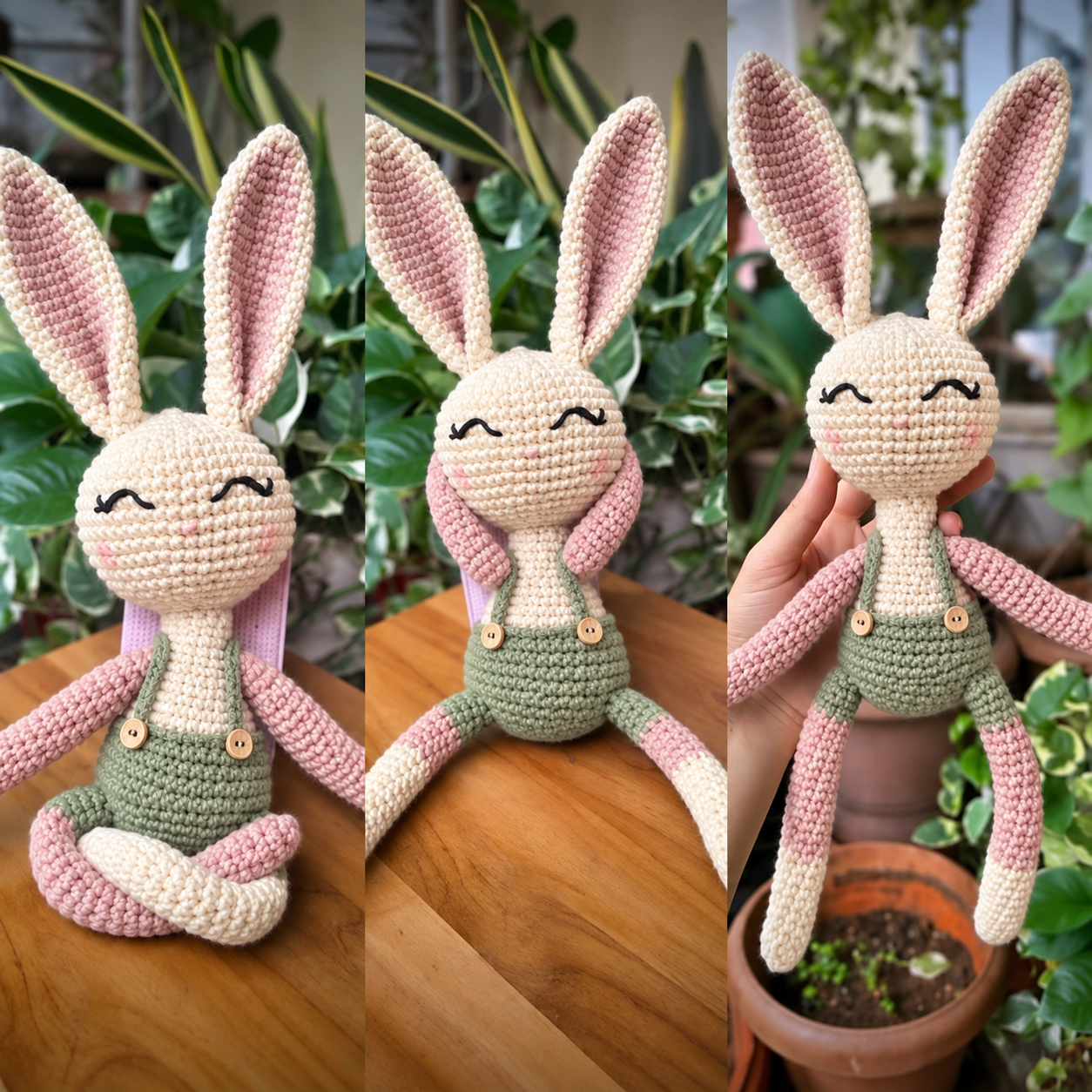 pastel yarn colors for a low sew amigurumi bunny