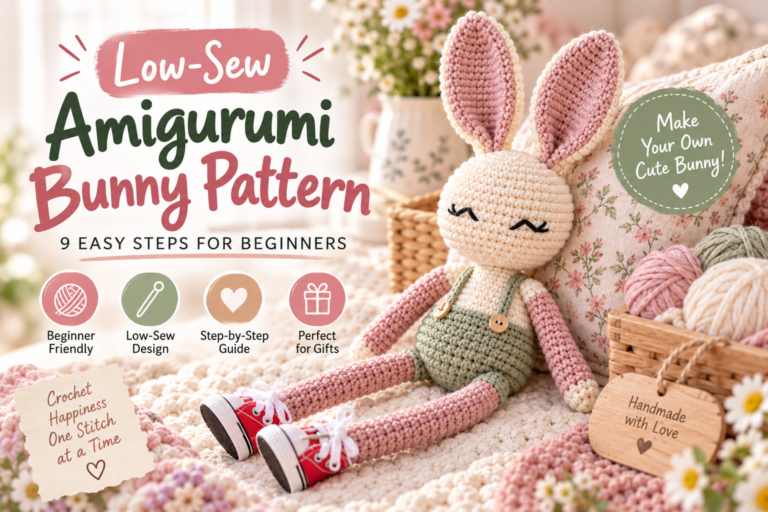low sew amigurumi bunny pattern for beginners with long legs