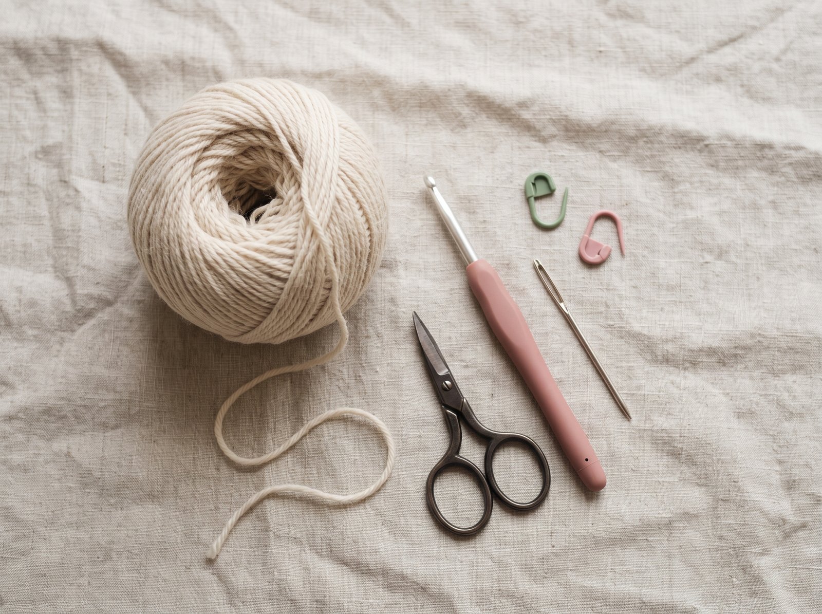 crochet supplies for beginners yarn hook scissors and yarn needle
