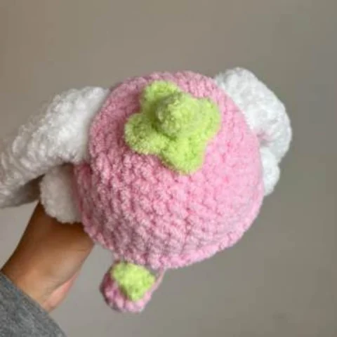 Original crochet photo of the Baby Bunny strawberry hat