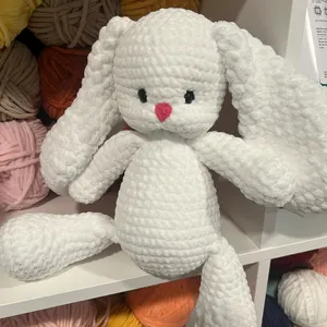 Handmade plush bunny created with the crochet bunny pattern