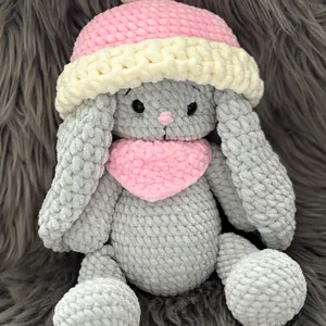 Personalized crochet bunny made by a pattern customer