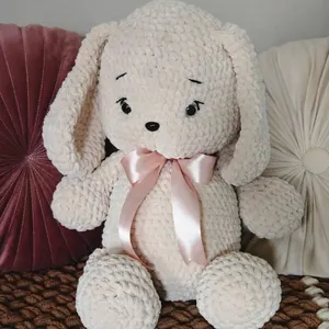 Completed plush crochet rabbit made from the PDF pattern
